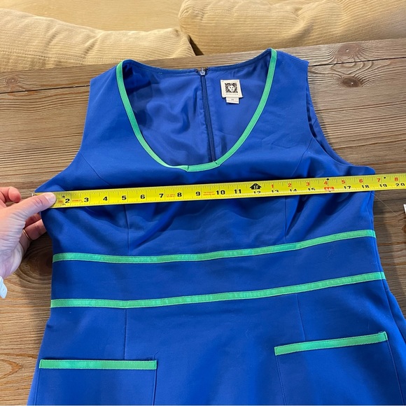 NWT ANNE KLEIN BLUE GREEN SHEATH TANK DRESS SUMMER WEDDING OCCASION WORK OFFICE - Picture 15 of 16